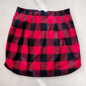 Woolrich Red Black Buffalo Plaid Wool Blend Mini Skirt Sz 6 Holiday Christmas
